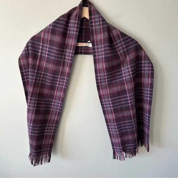 Pendleton Blazer Skirt Scarf Set Sz 8 10 Purple Plaid Wool Vintage Made in USA - Picture 16 of 16